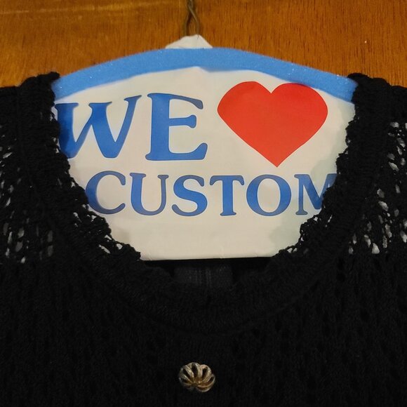 Vintage Castleberry Navy Blue Short Sleeve Knit Long Dress Size 8 - Picture 5 of 5